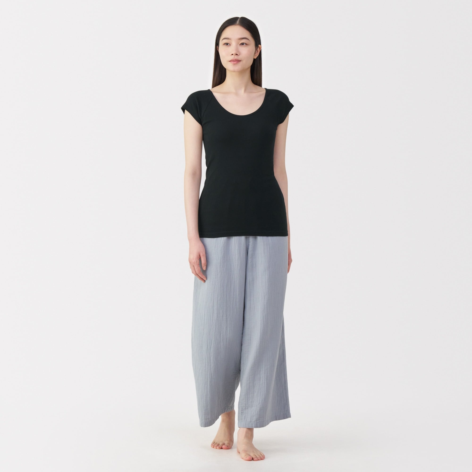 婦人　フライス編みフレンチスリーブＴシャツ