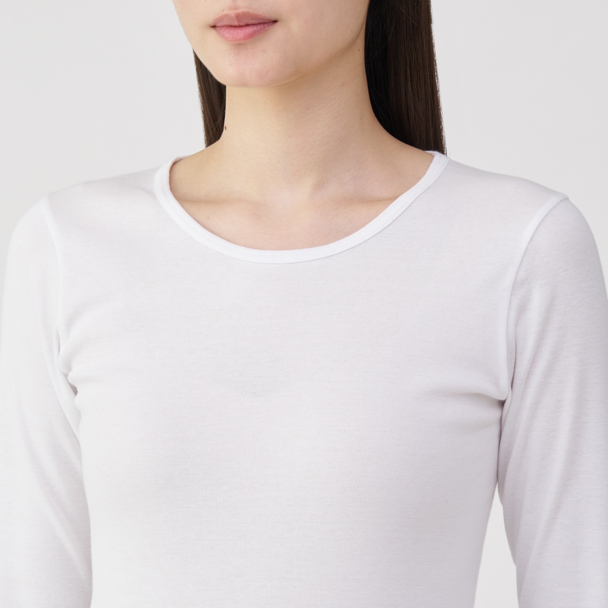 婦人　フライス編みクルーネック長袖Ｔシャツ