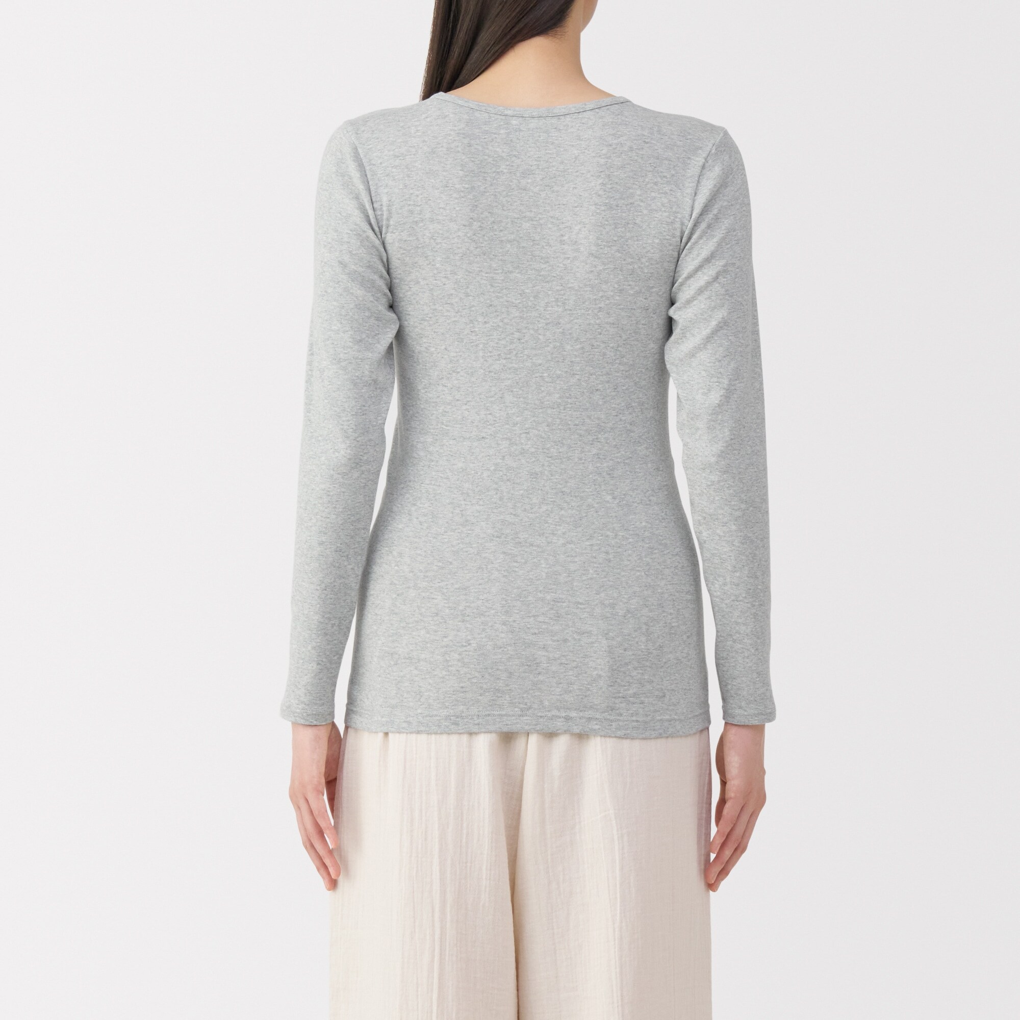 婦人　フライス編みクルーネック長袖Ｔシャツ