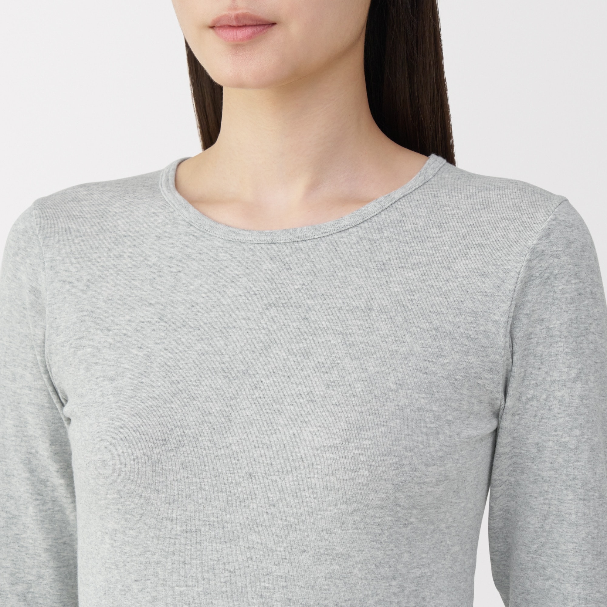 婦人　フライス編みクルーネック長袖Ｔシャツ