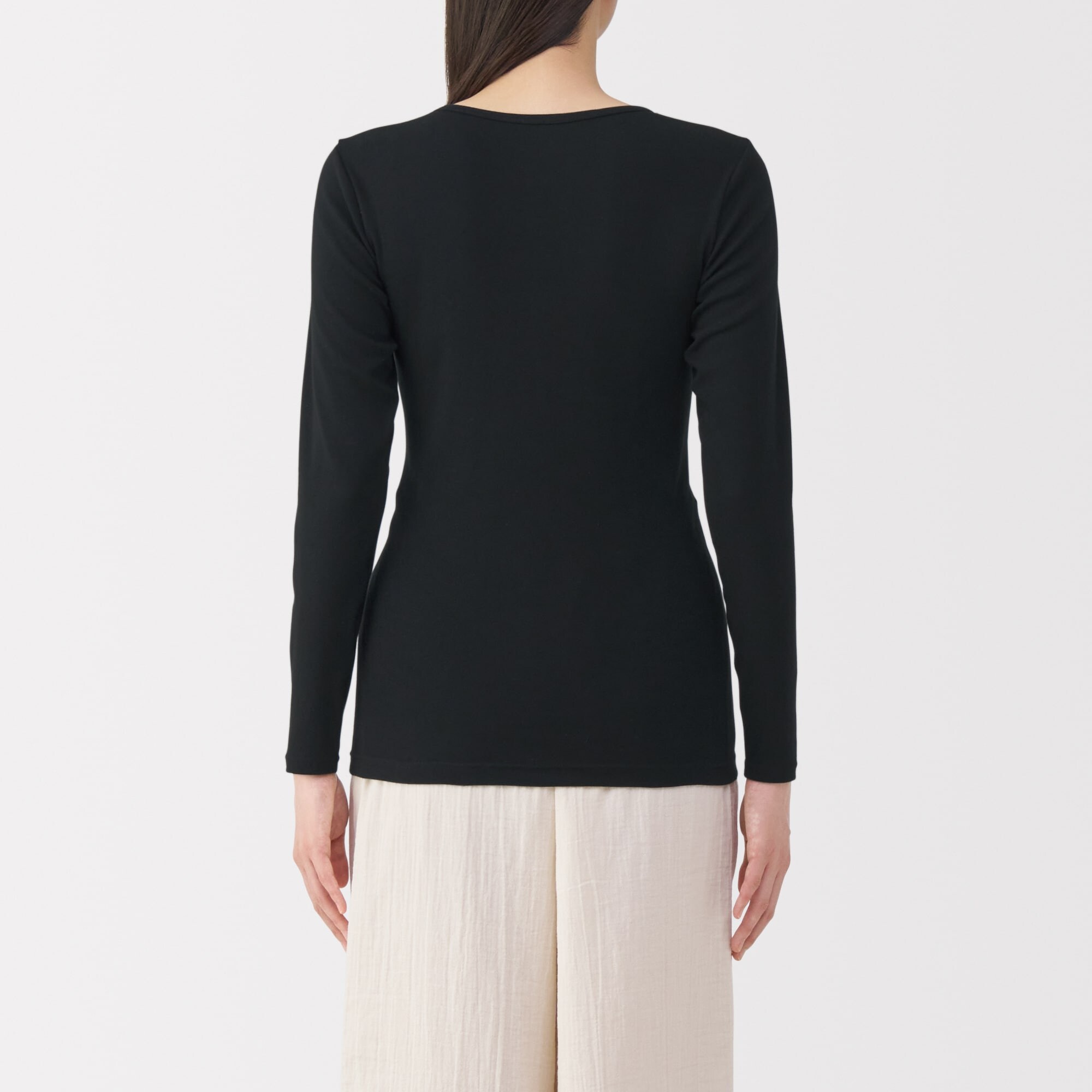 婦人　フライス編みクルーネック長袖Ｔシャツ