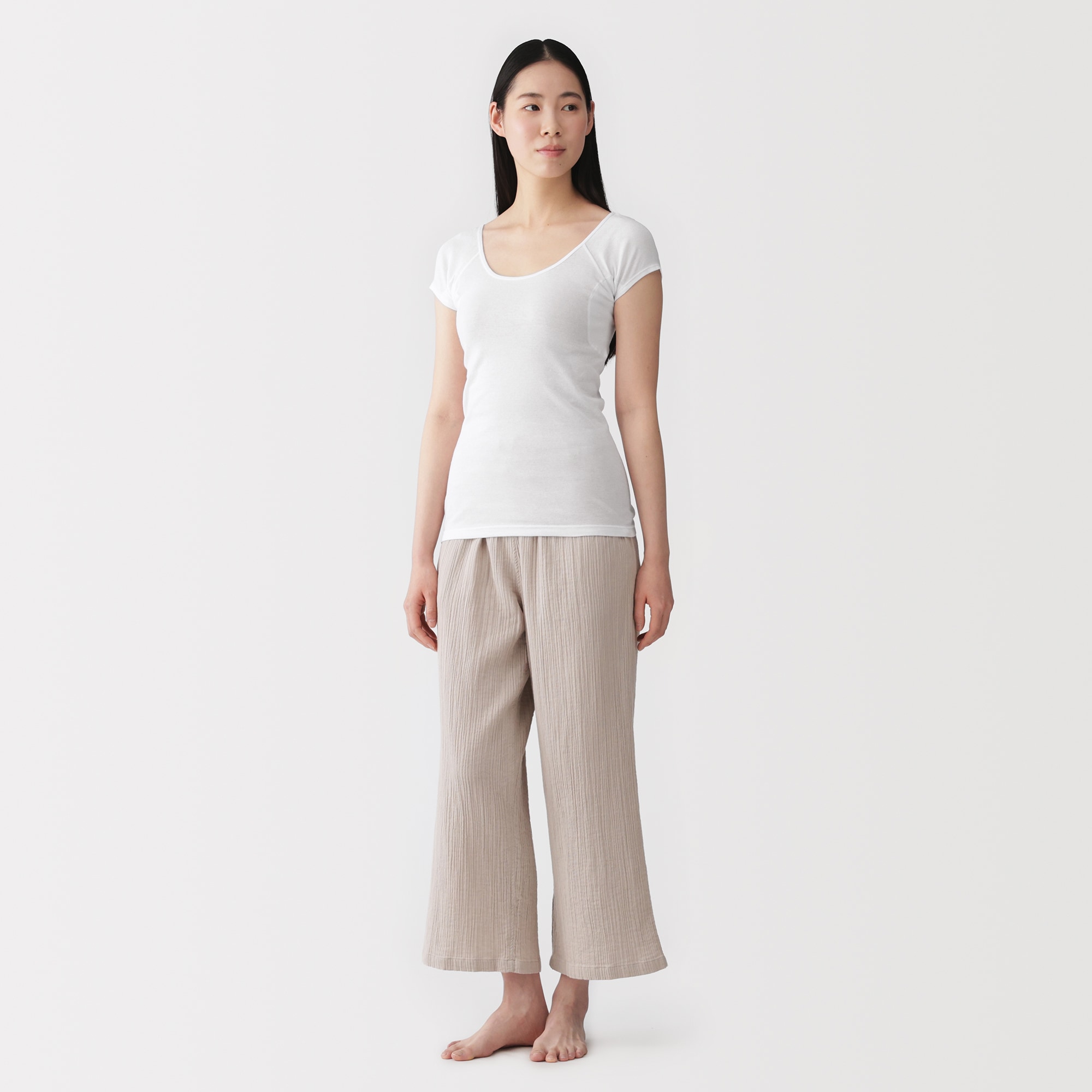 婦人　さらっと綿　汗取りパッド付きフレンチスリーブ