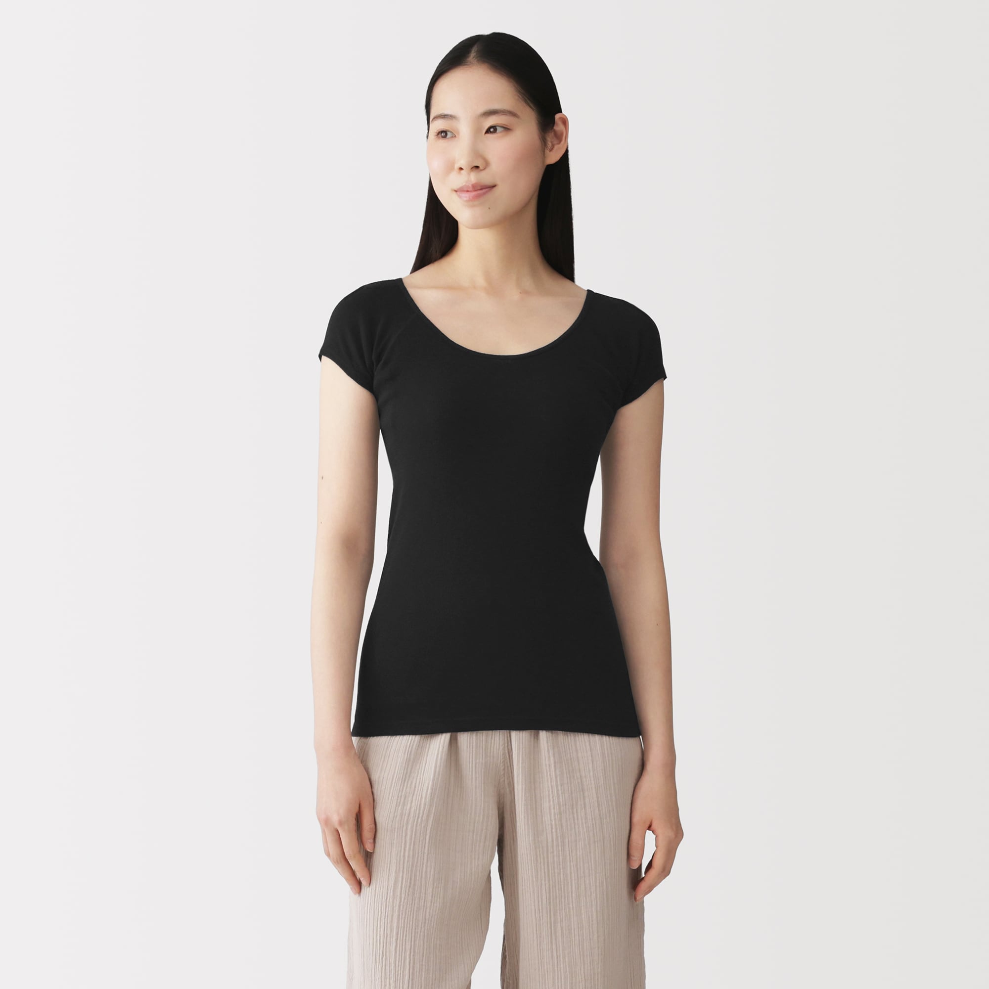 婦人　さらっと綿　汗取りパッド付きフレンチスリーブ