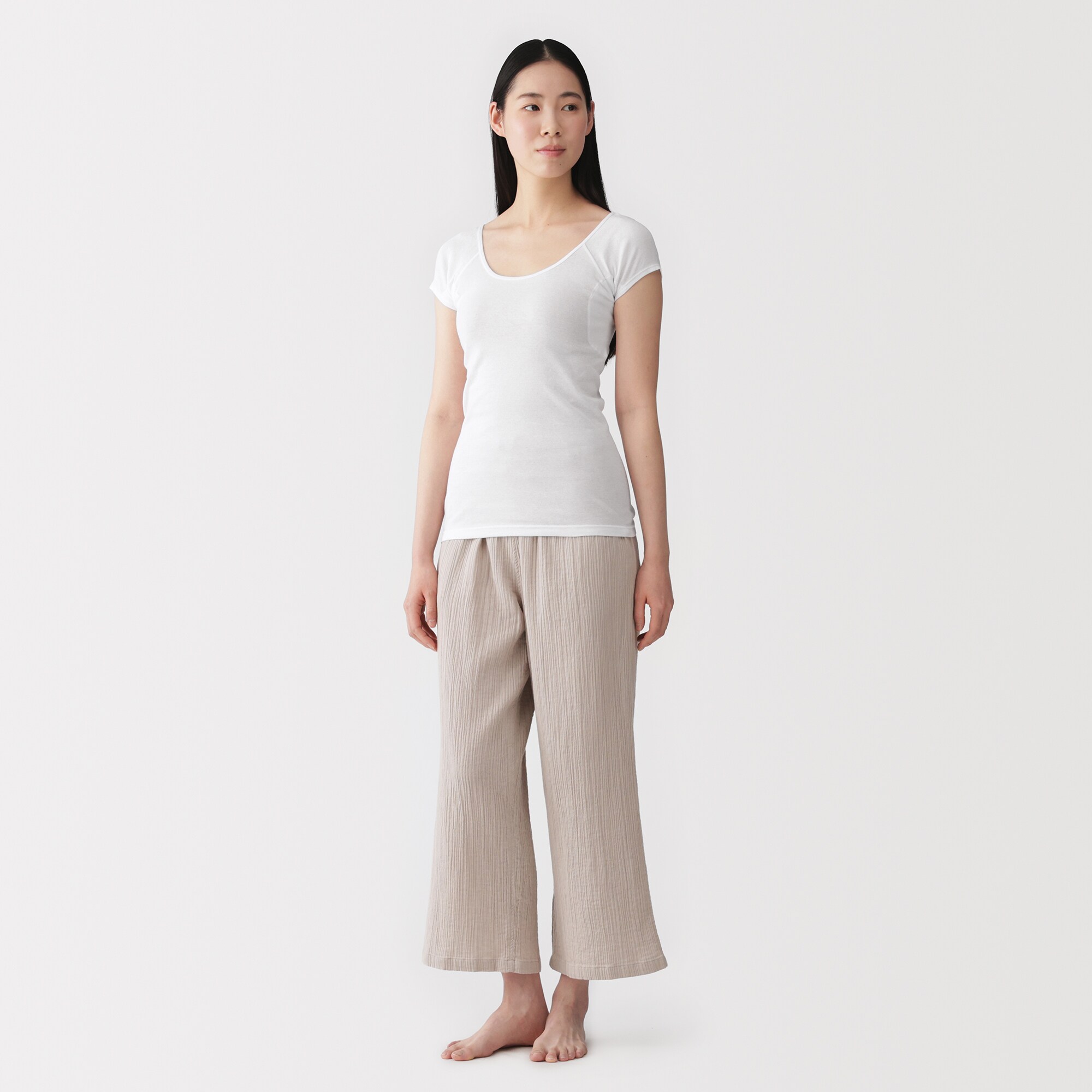 婦人　さらっと綿　汗取りパッド付きフレンチスリーブ