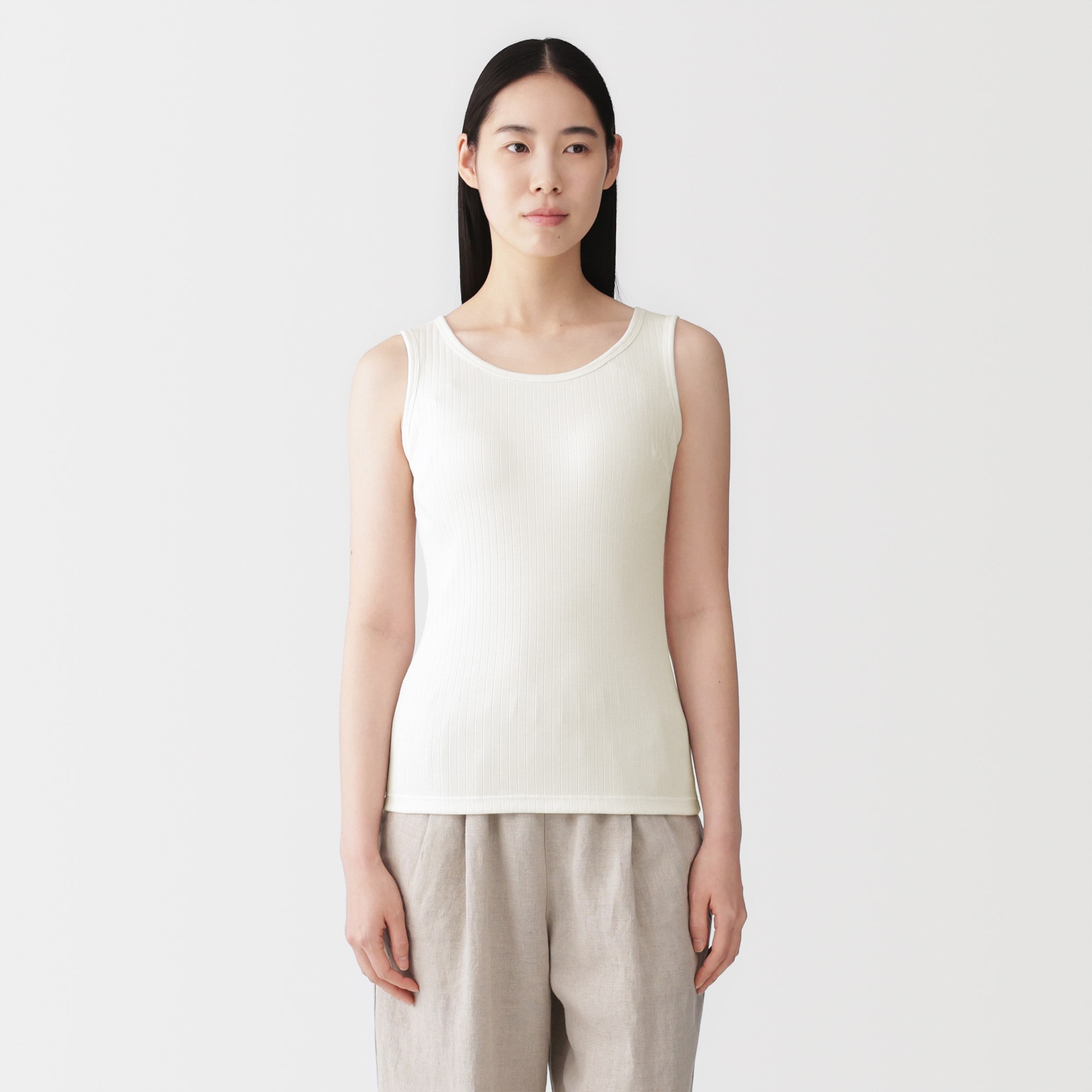 婦人　コットンストレッチリブブラタンクトップ