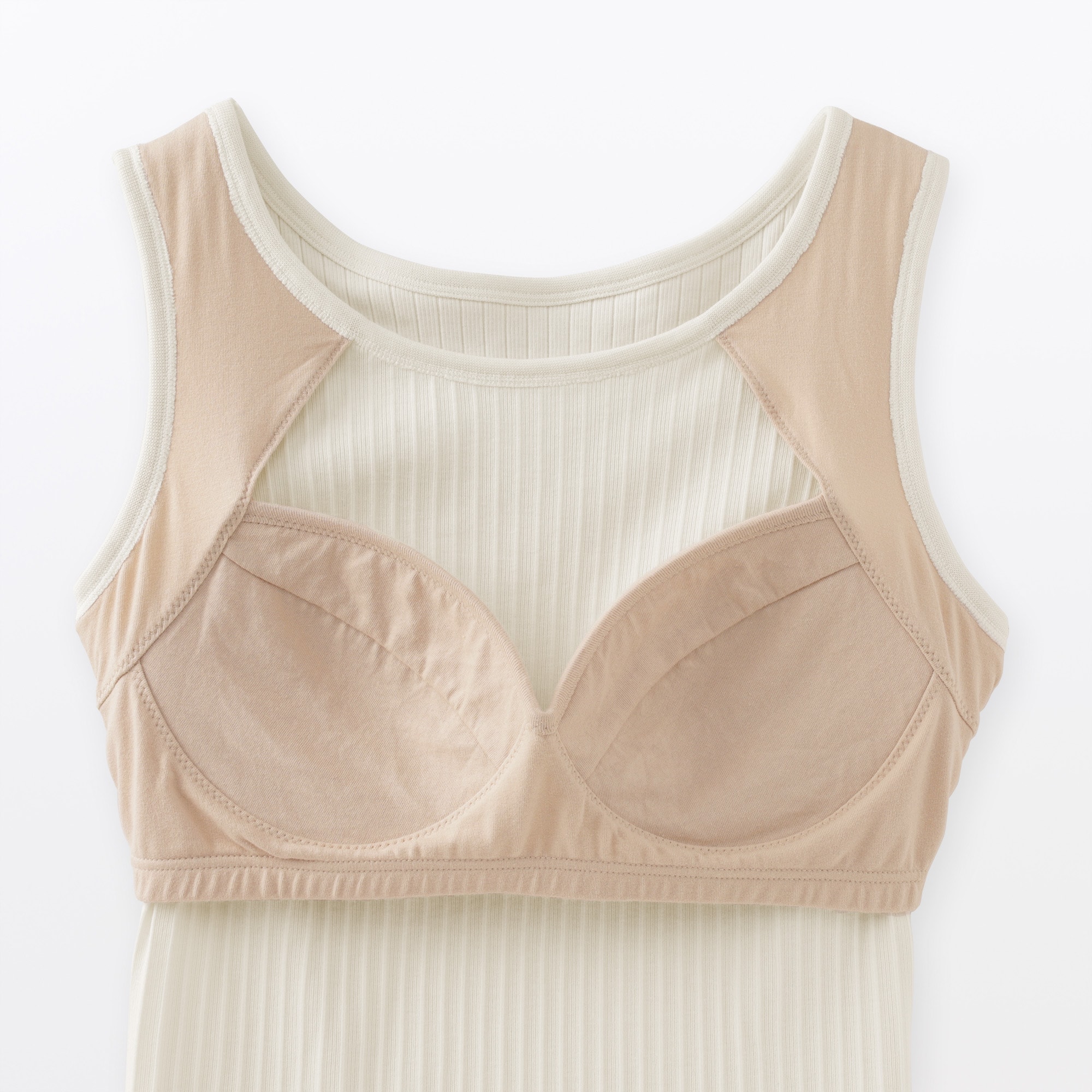 婦人　コットンストレッチリブブラタンクトップ