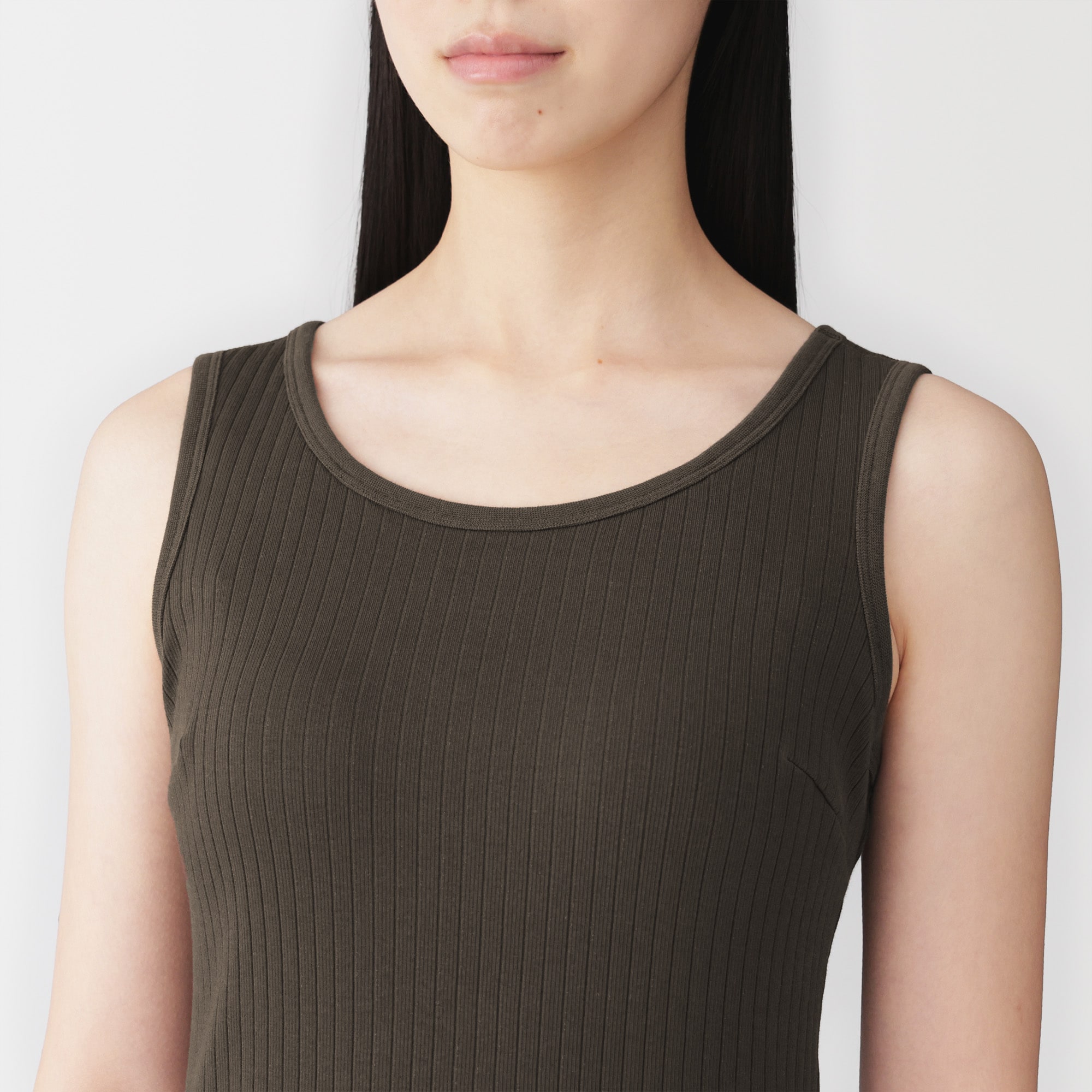 婦人　コットンストレッチリブブラタンクトップ