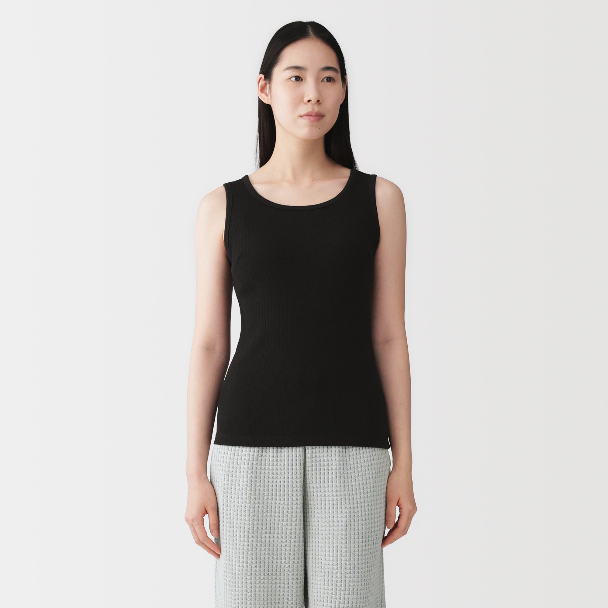 婦人　コットンストレッチリブブラタンクトップ