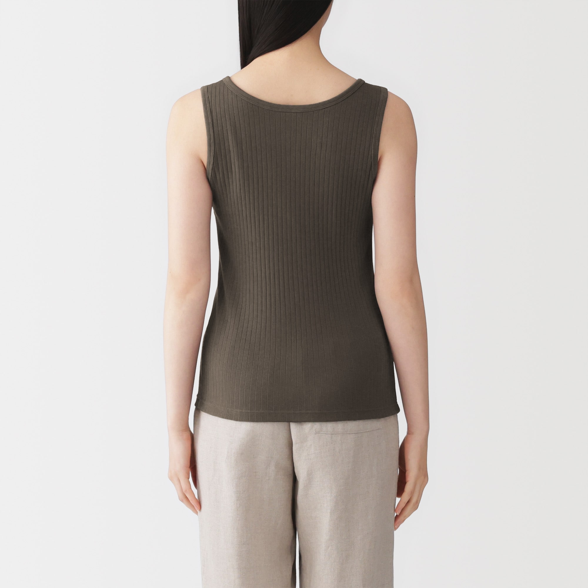 婦人　コットンストレッチリブブラタンクトップ