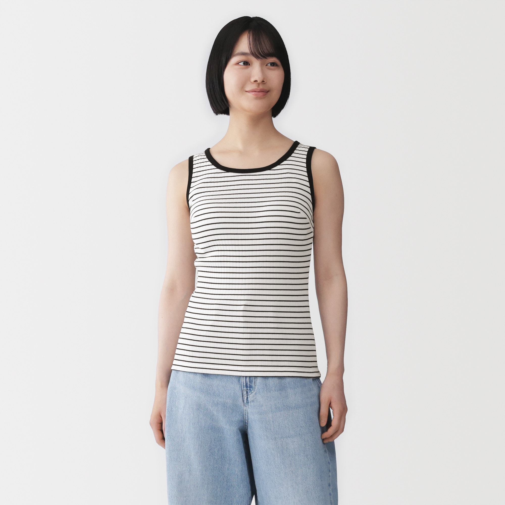 婦人　コットンストレッチリブブラタンクトップ