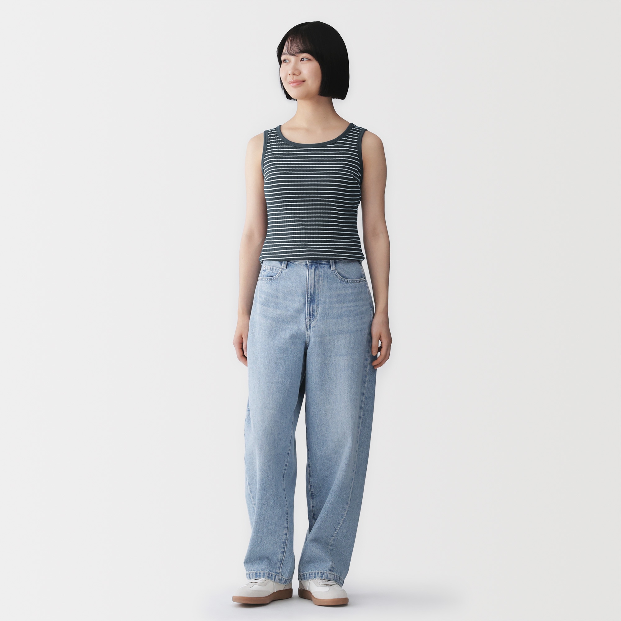 婦人　コットンストレッチリブブラタンクトップ