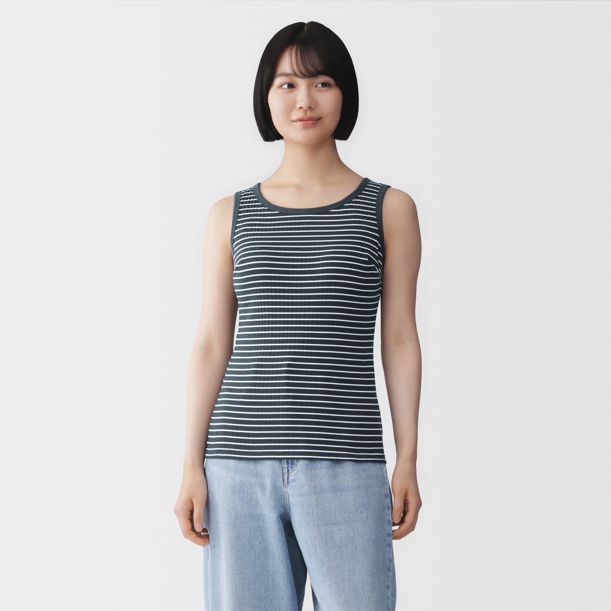 婦人　コットンストレッチリブブラタンクトップ