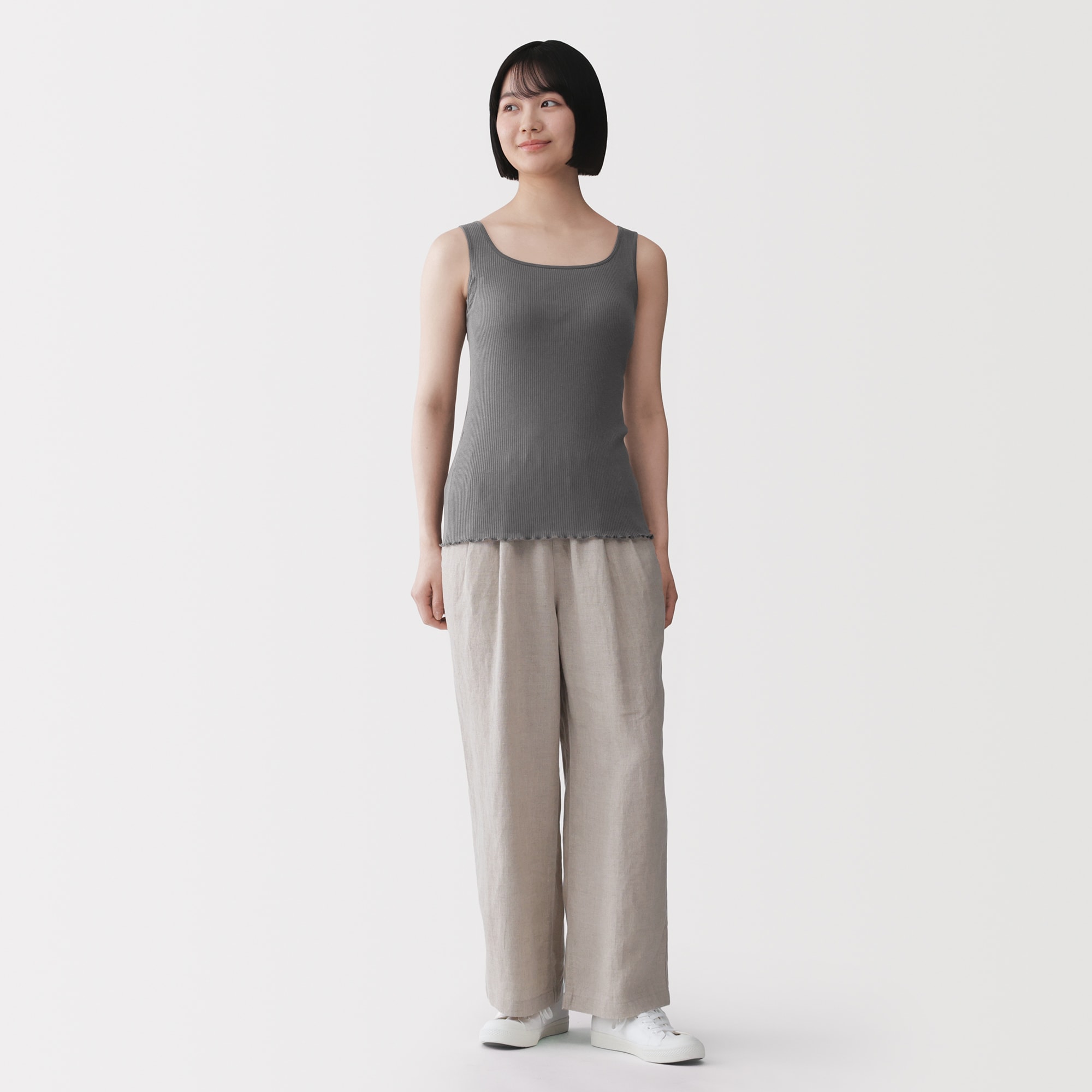 VERSIONOFYOU モックグレー ブラタンクトップ 婦人 なめらかリブブラタンクトップ | 無印良品