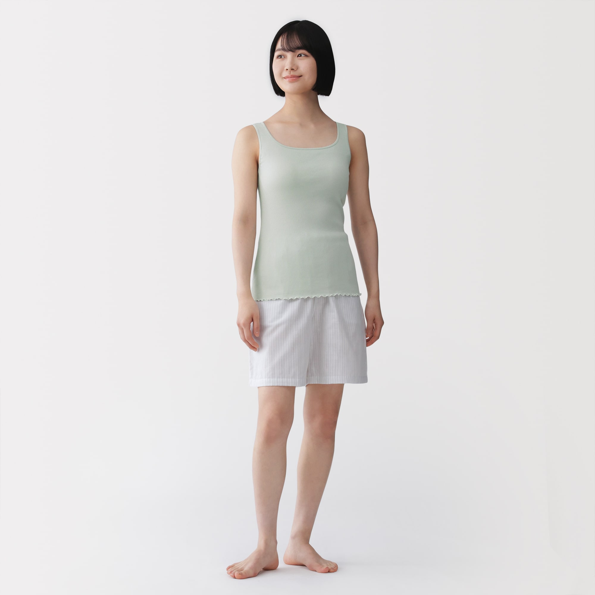 婦人　なめらかリブブラタンクトップ