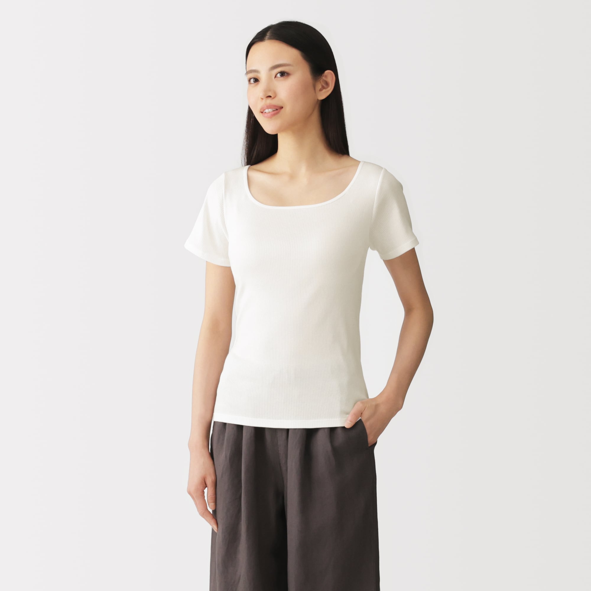 婦人 なめらかリブブラ半袖Tシャツ | 無印良品