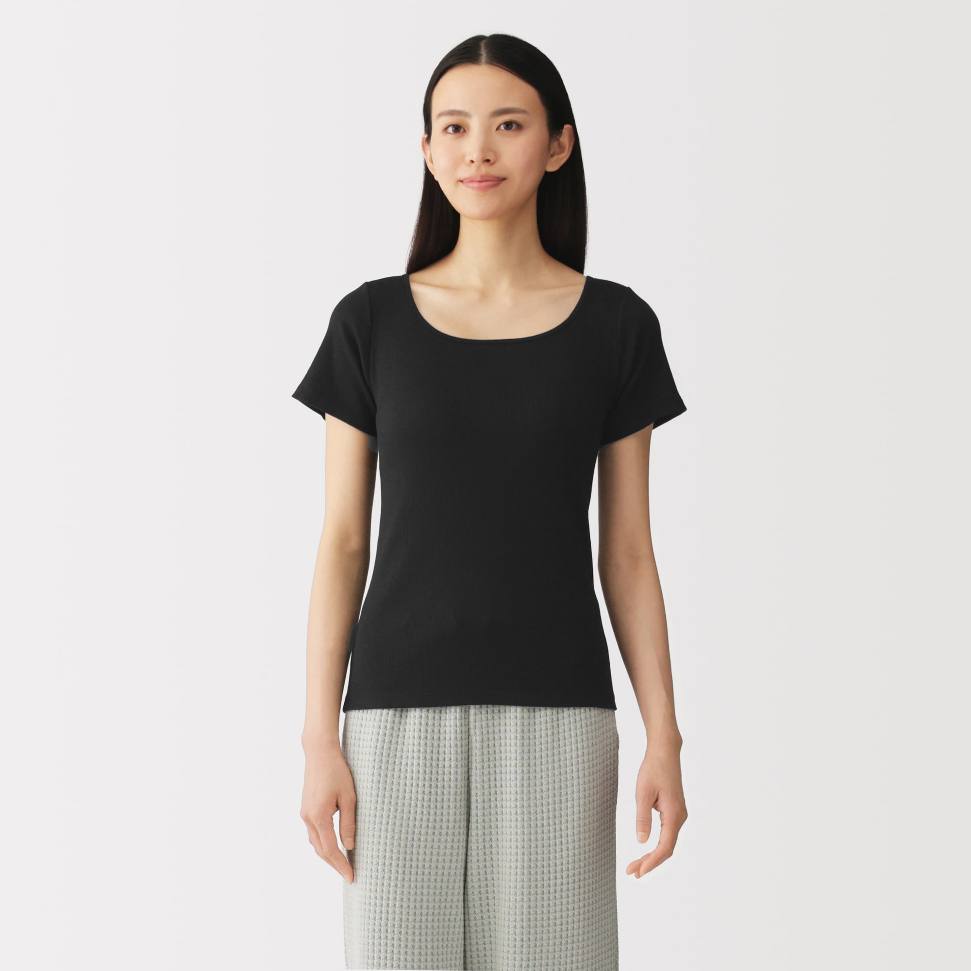 婦人　なめらかリブブラ半袖Ｔシャツ
