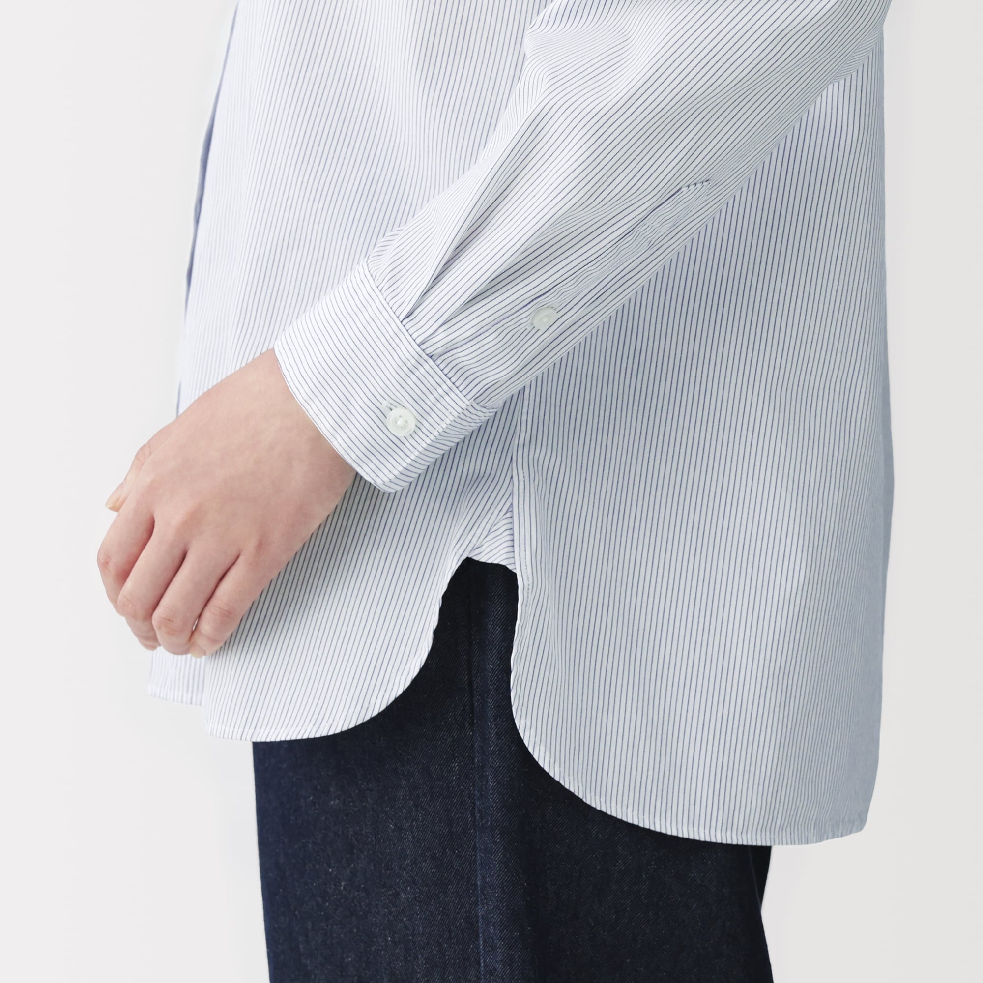 婦人　洗いざらし　ブロードレギュラーカラー長袖シャツ