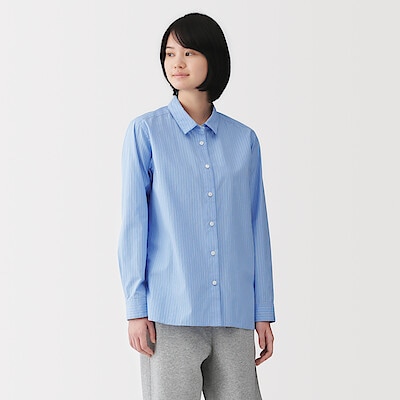 婦人　洗いざらし　ブロードレギュラーカラー長袖シャツ