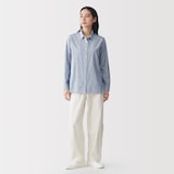 婦人　洗いざらし　ブロードレギュラーカラー長袖シャツ