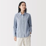 婦人　洗いざらし　ブロードレギュラーカラー長袖シャツ