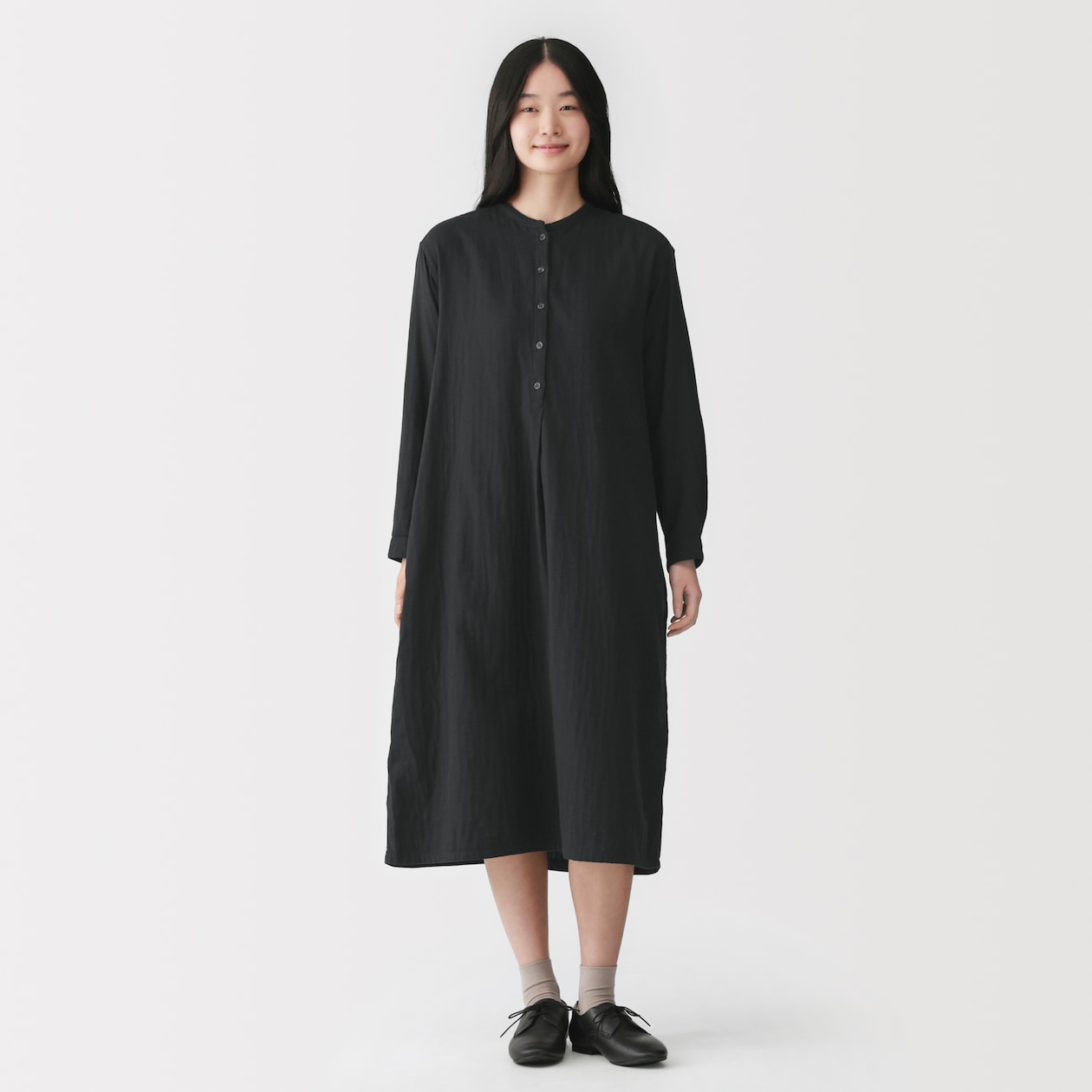 婦人　カポック混　二重ガーゼ　長袖ワンピース