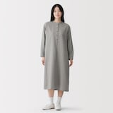 婦人　カポック混　二重ガーゼ　長袖ワンピース