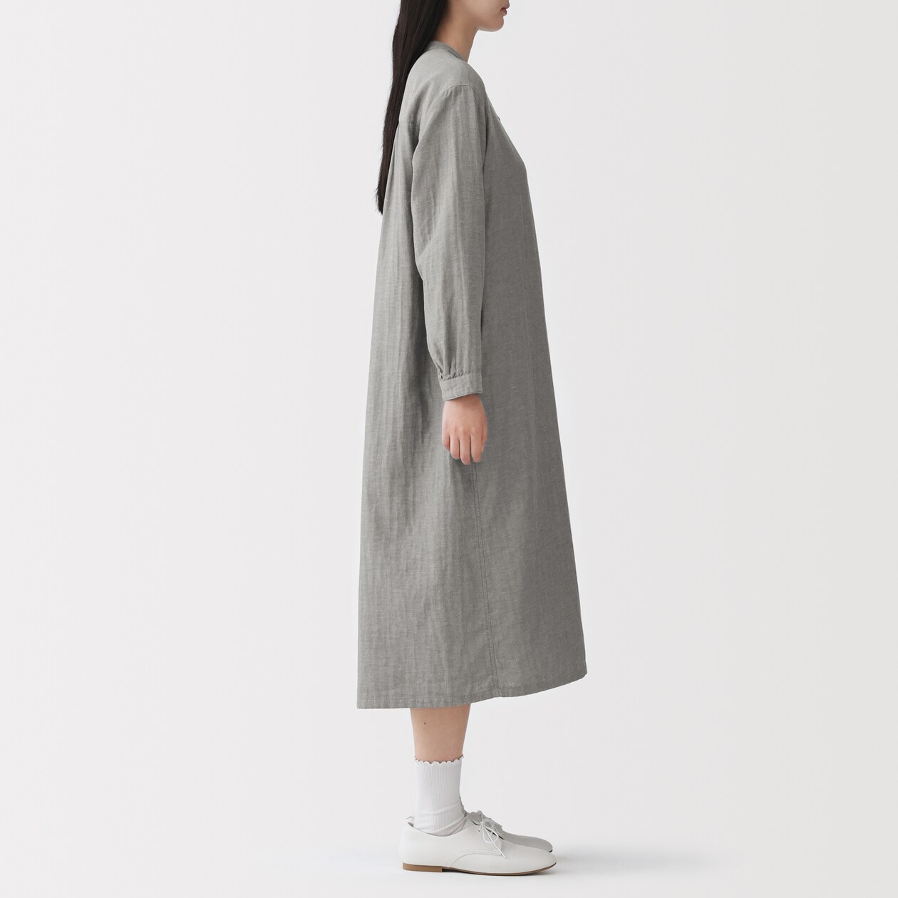 婦人　カポック混　二重ガーゼ　長袖ワンピース