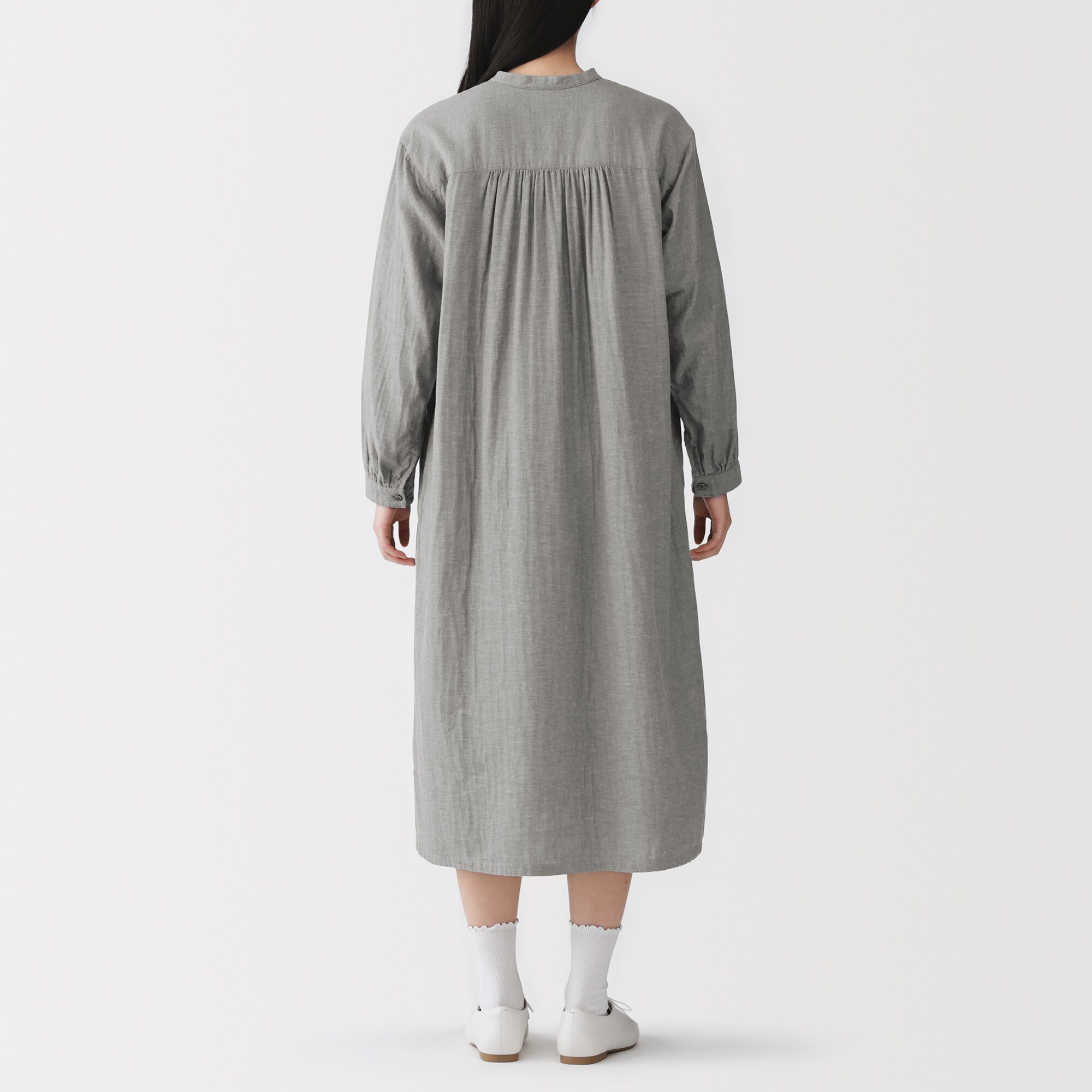 婦人 カポック混 二重ガーゼ 長袖ワンピース | 無印良品
