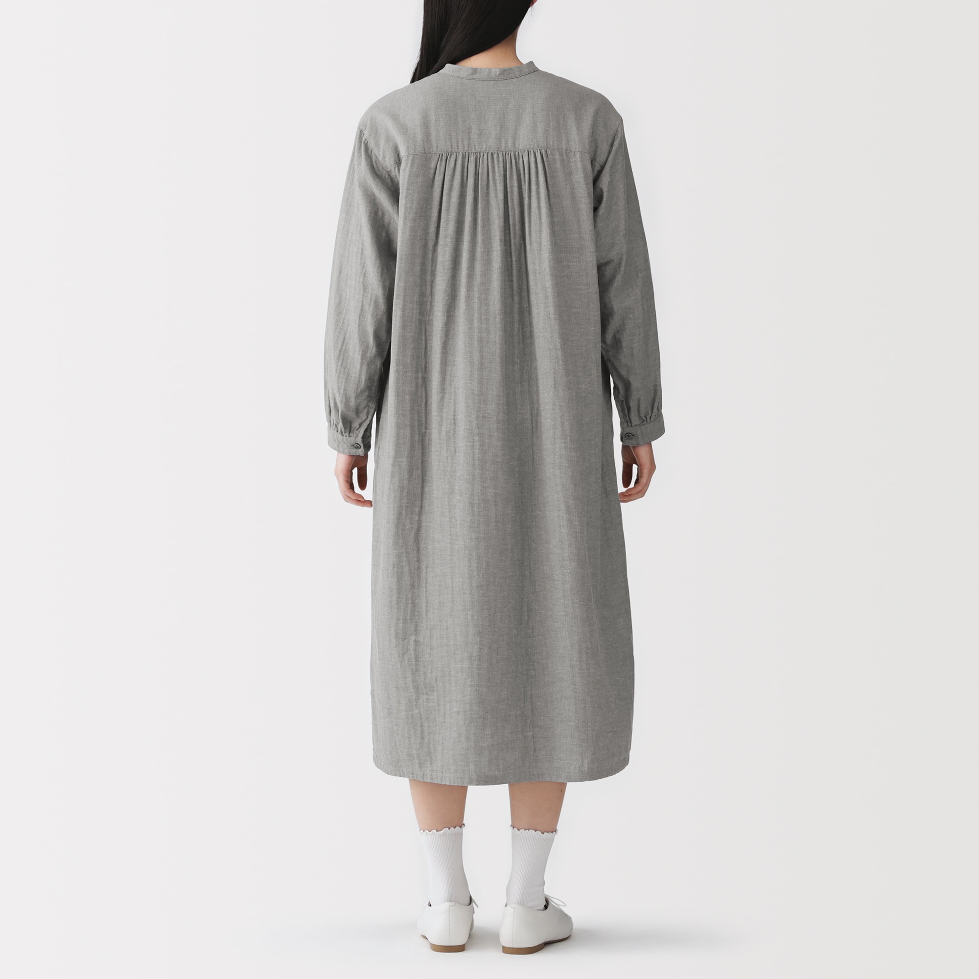 婦人 カポック混 二重ガーゼ 長袖ワンピース | 無印良品