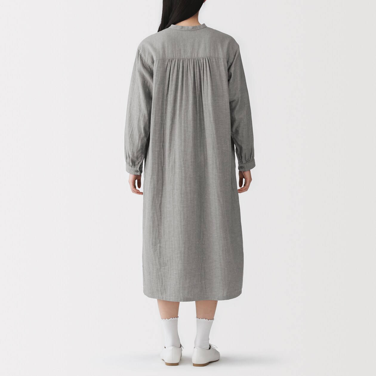 婦人　カポック混　二重ガーゼ　長袖ワンピース