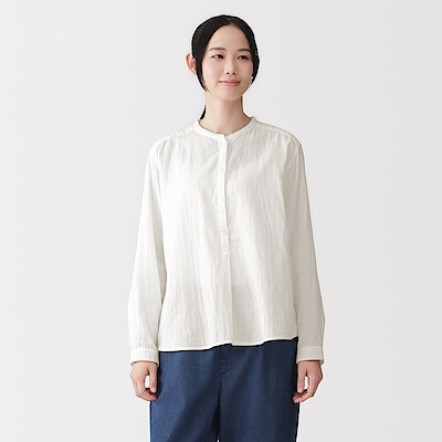 婦人　カポック混　二重ガーゼ　長袖ブラウス