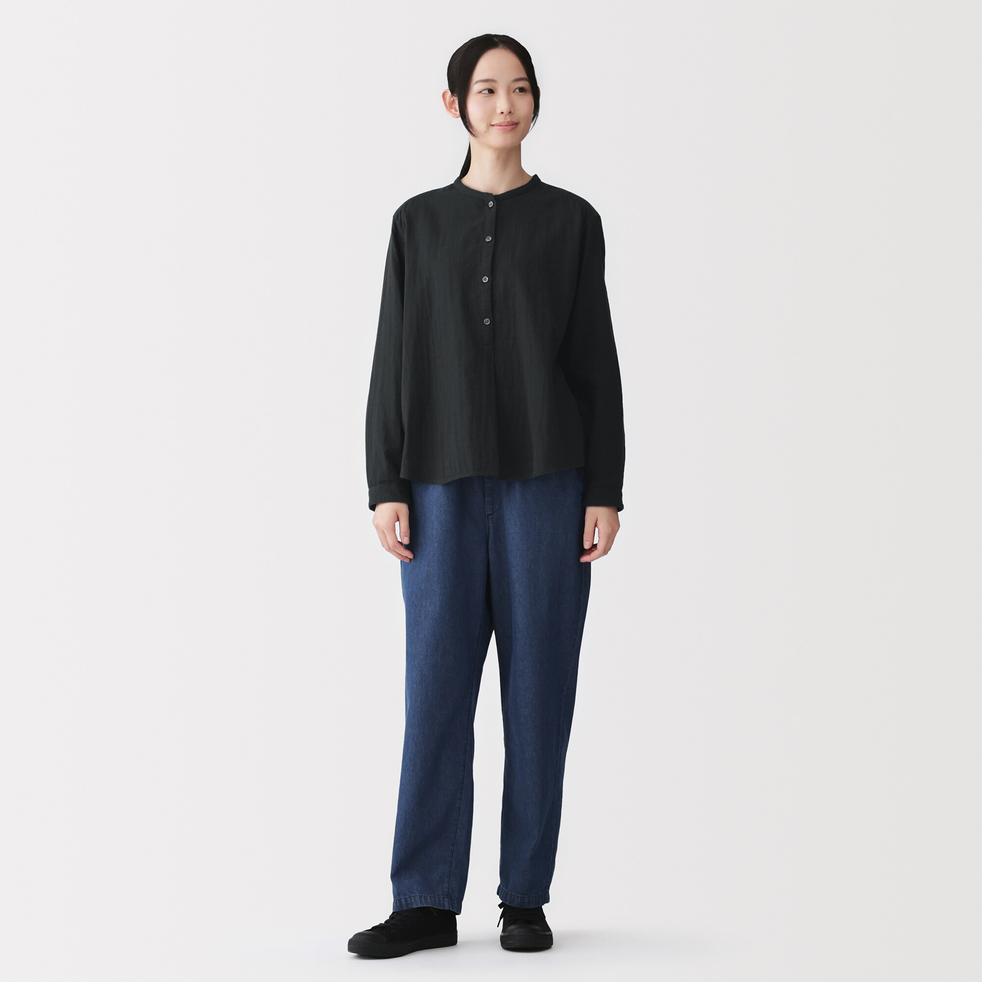 婦人　カポック混　二重ガーゼ　長袖ブラウス