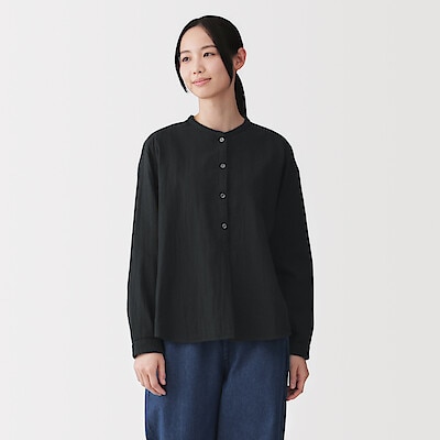 婦人　カポック混　二重ガーゼ　長袖ブラウス