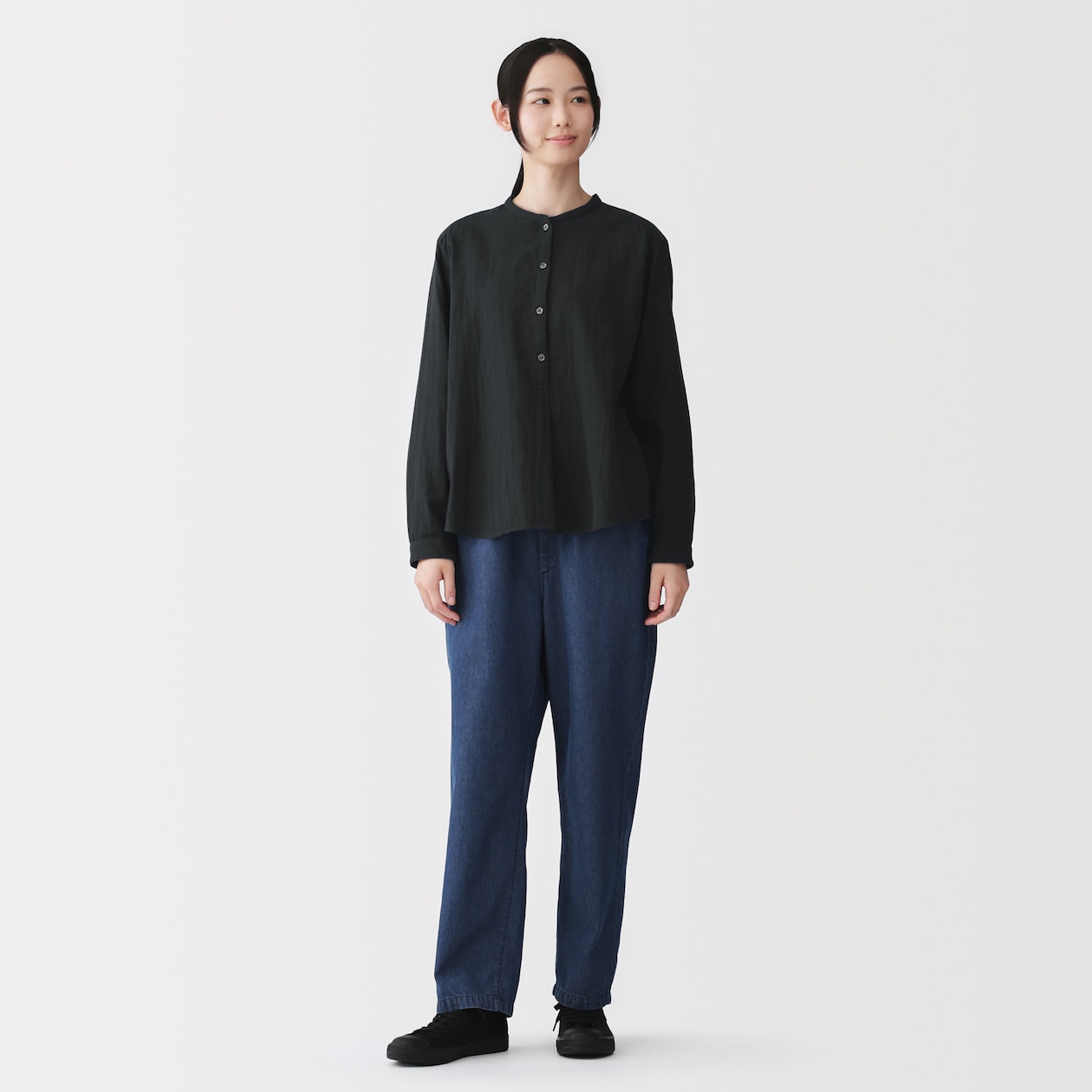 婦人　カポック混　二重ガーゼ　長袖ブラウス
