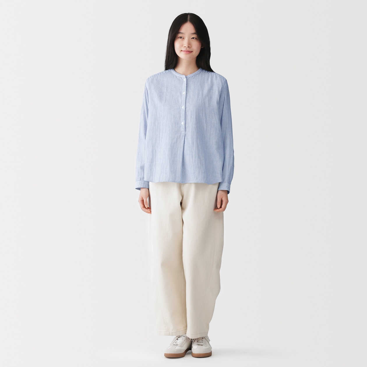 婦人　カポック混　二重ガーゼ　長袖ブラウス