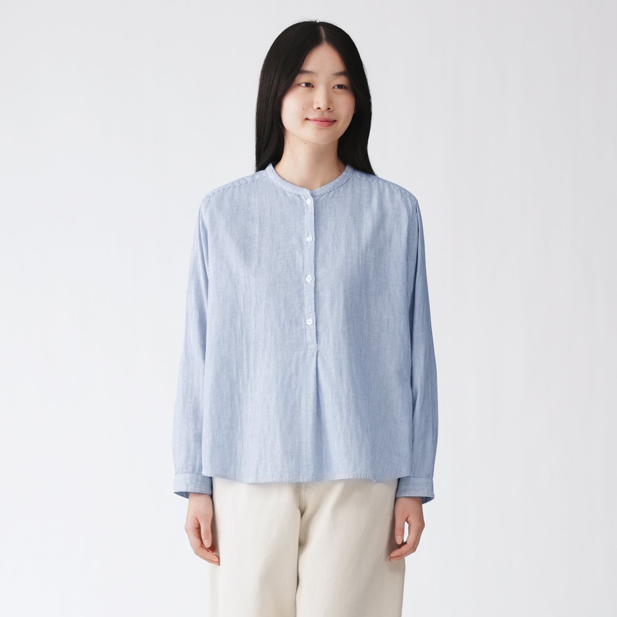 婦人 カポック混 二重ガーゼ 長袖ブラウス | 無印良品
