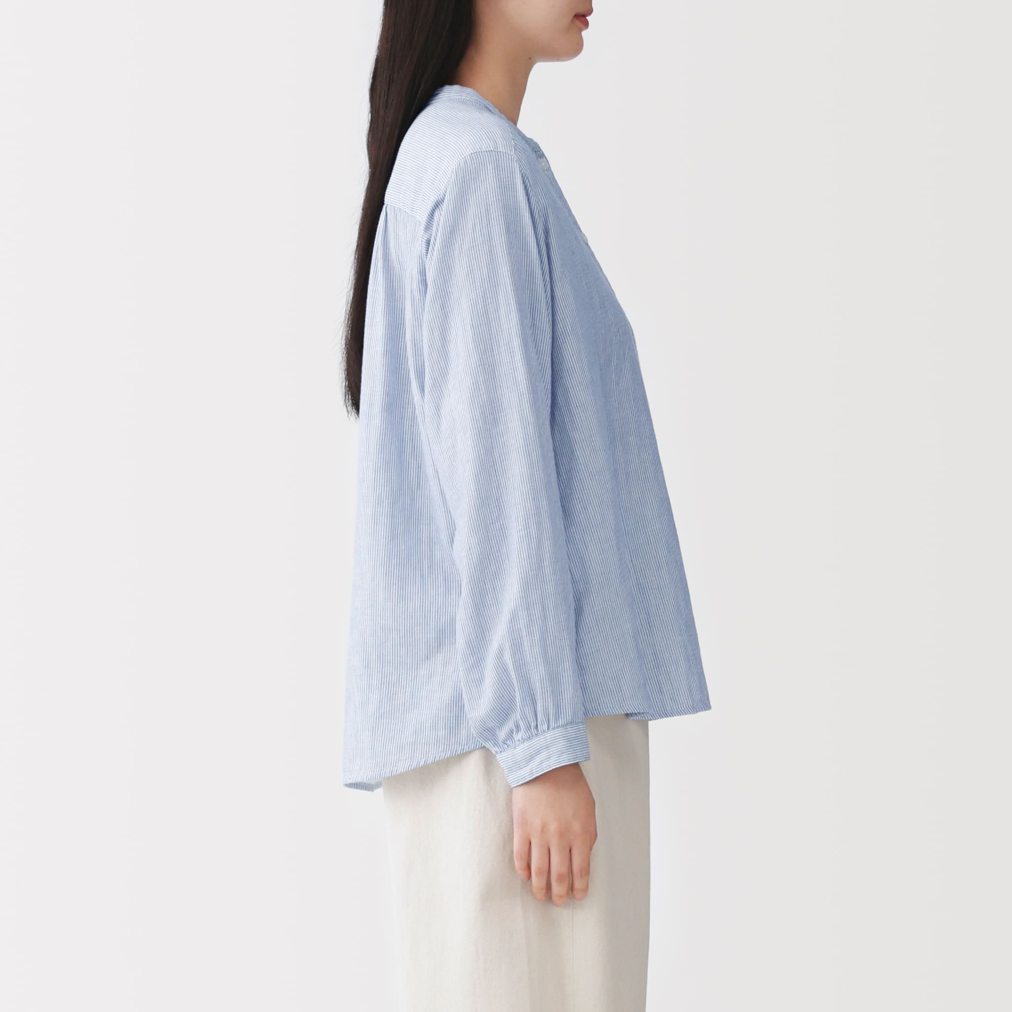 婦人　カポック混　二重ガーゼ　長袖ブラウス