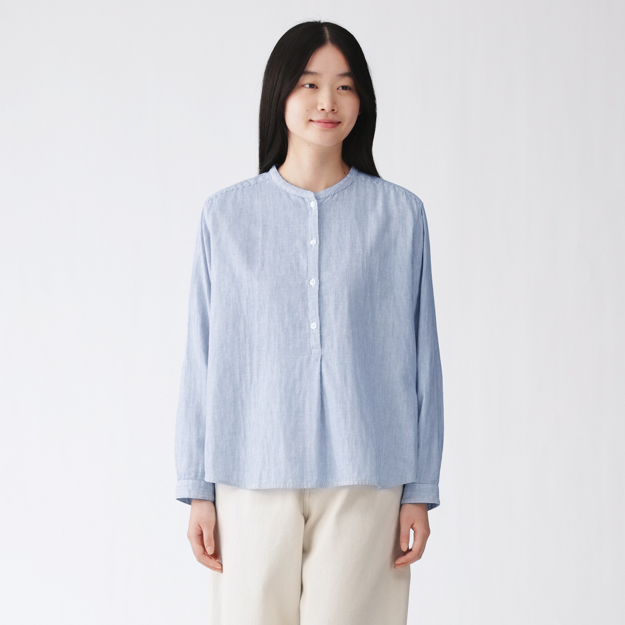 婦人　カポック混　二重ガーゼ　長袖ブラウス