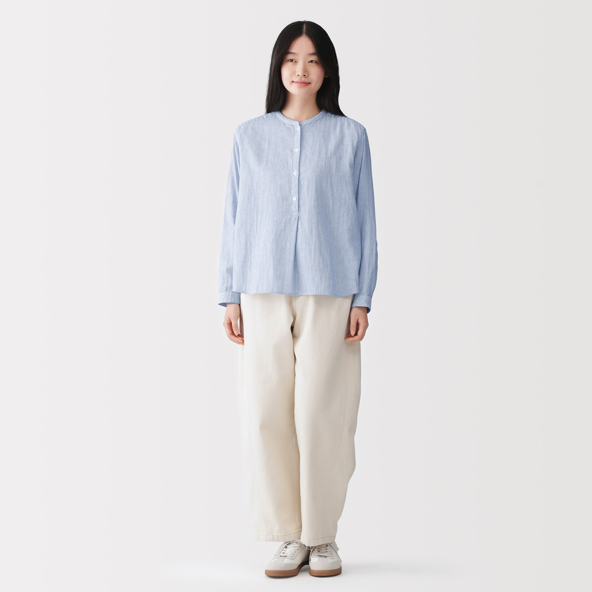 婦人　カポック混　二重ガーゼ　長袖ブラウス