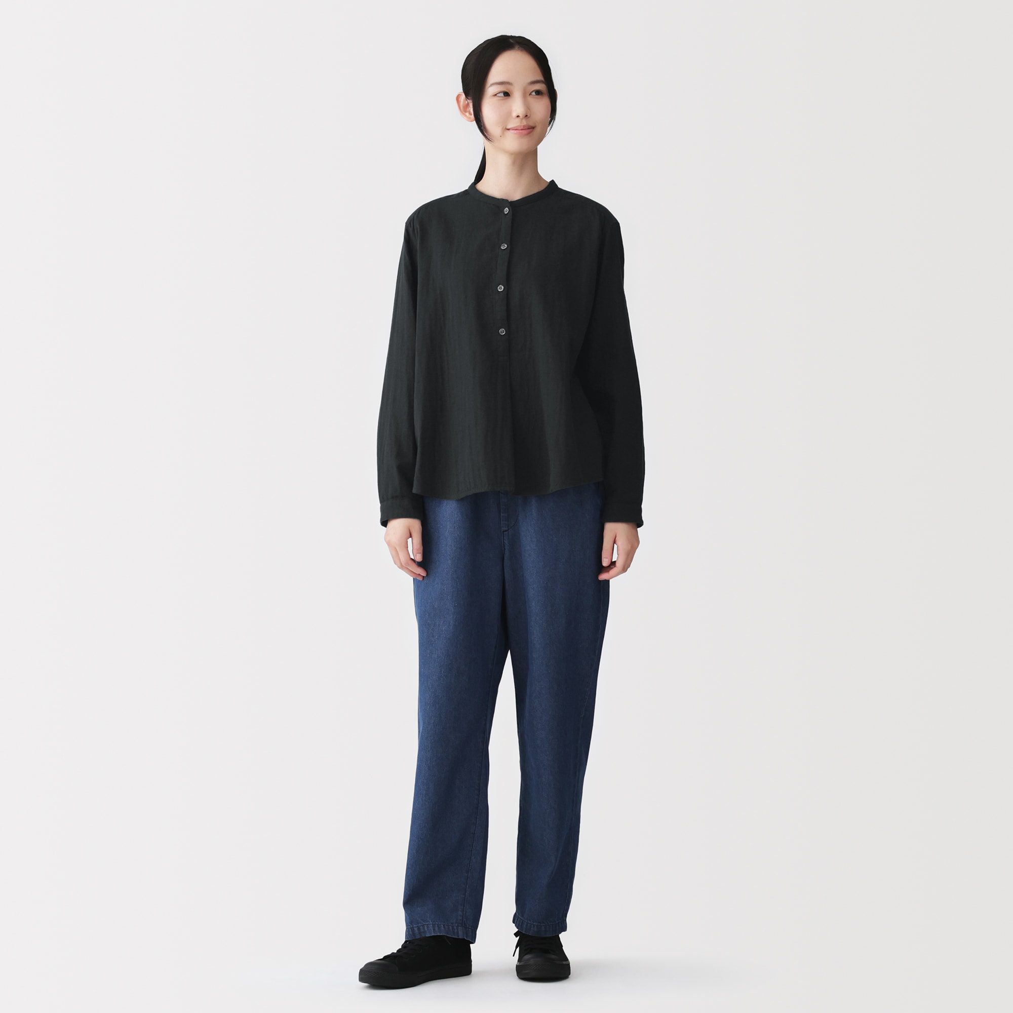 婦人　カポック混　二重ガーゼ　長袖ブラウス