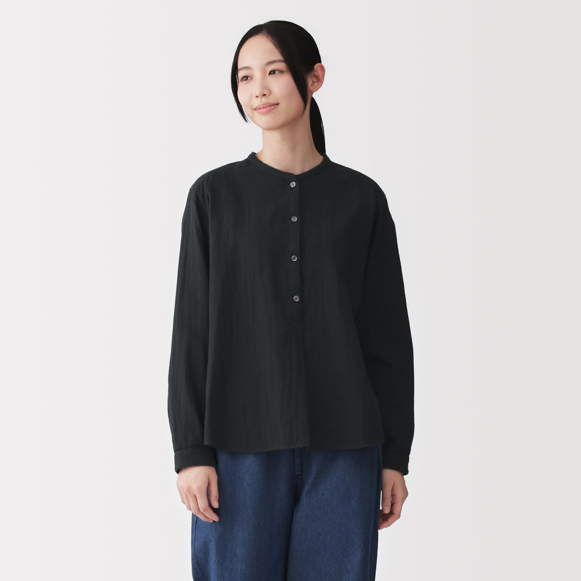 婦人　カポック混　二重ガーゼ　長袖ブラウス