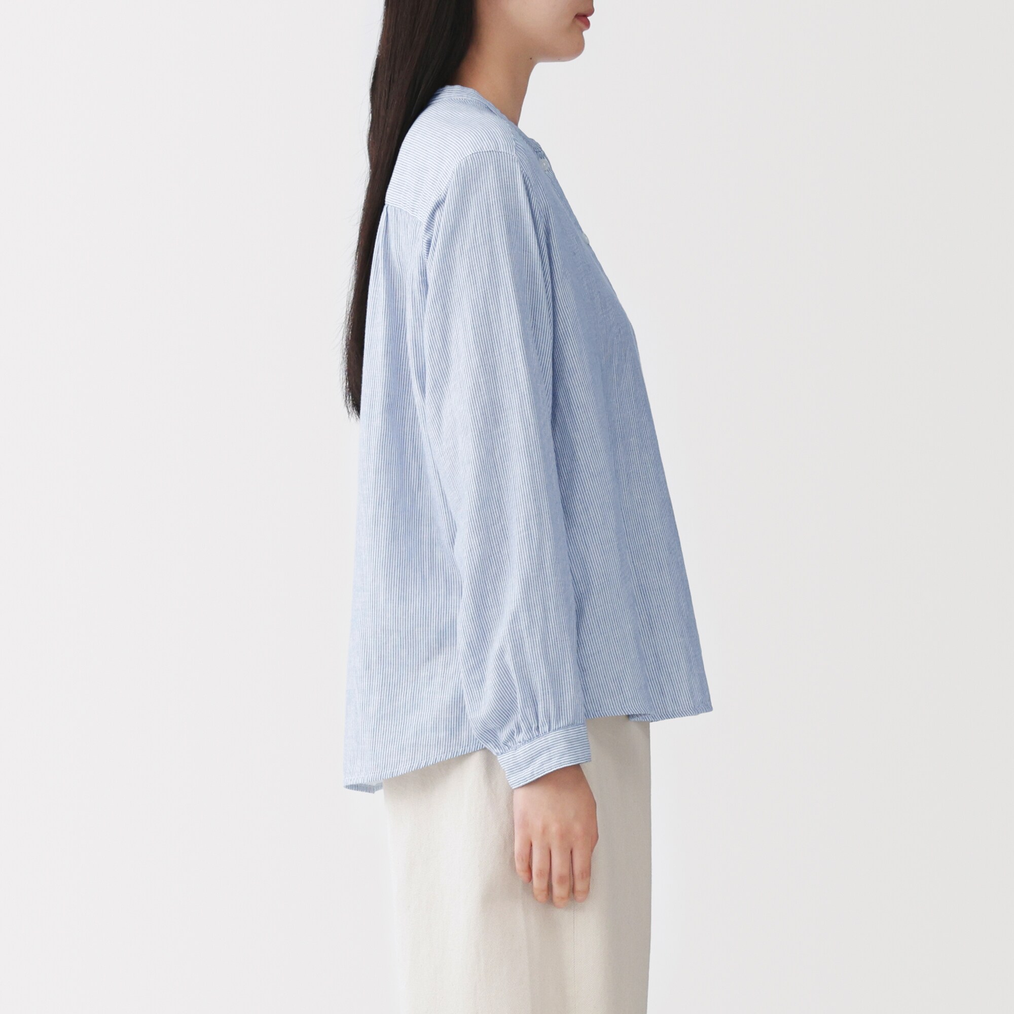 婦人　カポック混　二重ガーゼ　長袖ブラウス