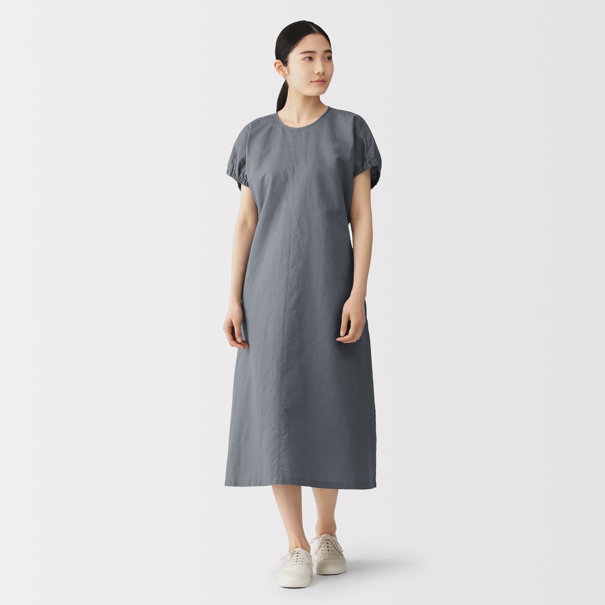 新品✨ヘンプコットン 半袖カットソー チュニック ワンピ 麻 ヘンプ リネン 手織りヘンプコットンワンピース | 半袖トップス - 手作り自然生活
