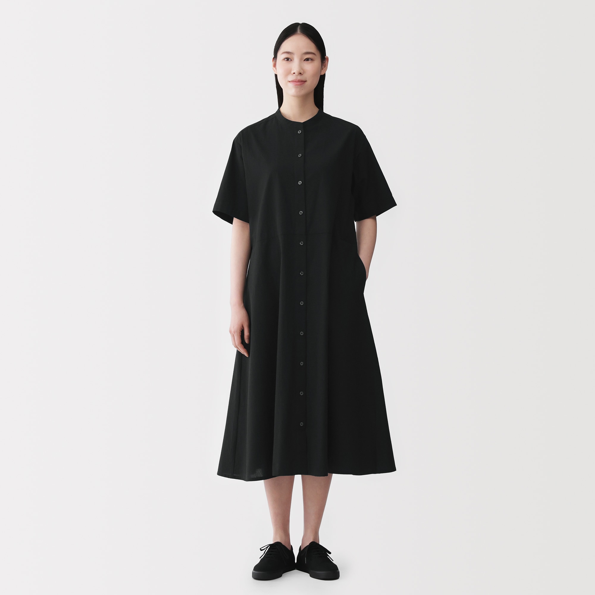 婦人　涼感　半袖シャツワンピース