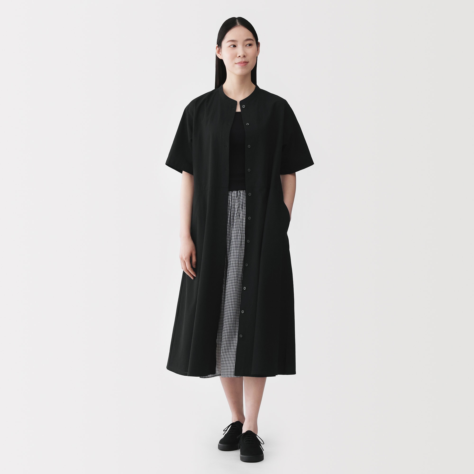 婦人　涼感　半袖シャツワンピース