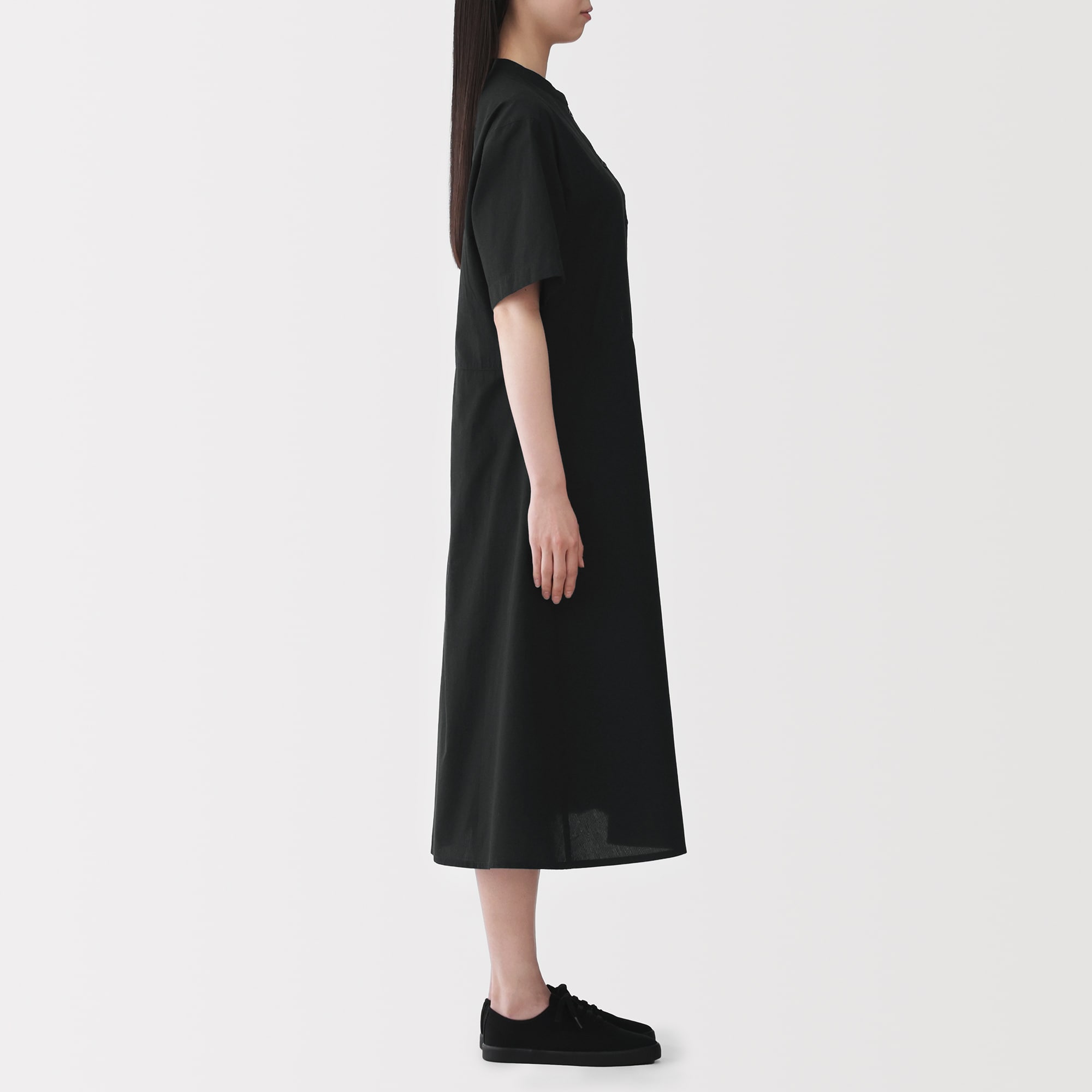 無印良品　新品服　まとめ売り　業者向け　ワンピース　クルーネックシャツ 婦人 強撚 シアー長袖シャツワンピース | 無印良品