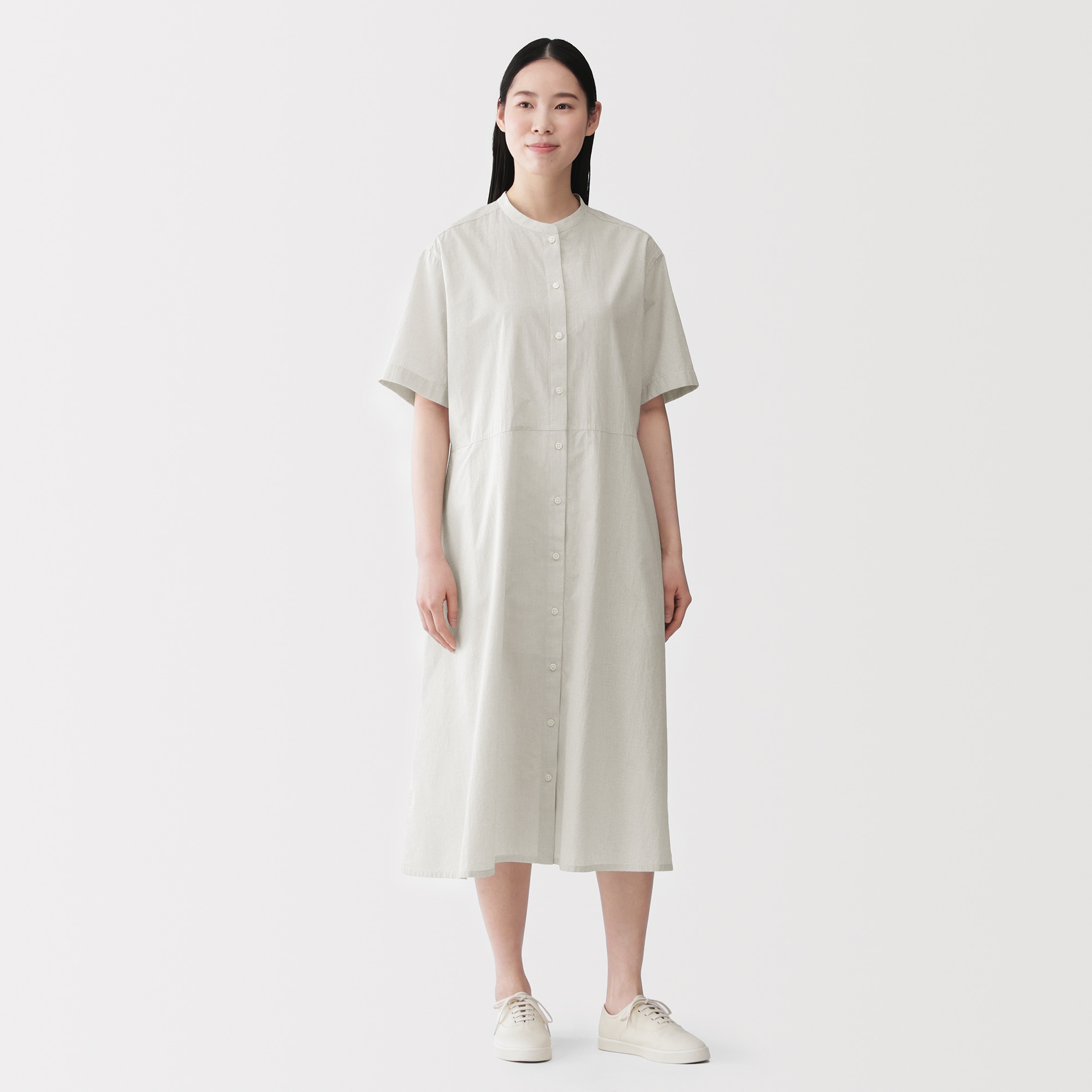 婦人　涼感　半袖シャツワンピース