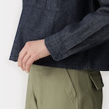 婦人　カポック混　ライトデニム　長袖シャツ