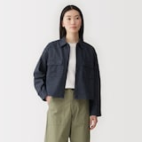 婦人　カポック混　ライトデニム　長袖シャツ