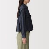 婦人　カポック混　ライトデニム　長袖シャツ